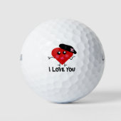 Grappig Valentijnsdag dat ik van je hou, Rode Hear Golfballen (Voorkant)