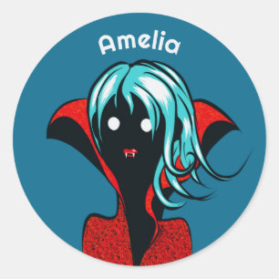 Grappig vampier meisje Schattige Gothic karakter k Ronde Sticker