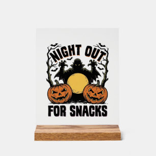 Grappig vampier shirt met griezelige pompoen nacht acryl bord