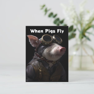 Grappig varken als piloot briefkaart