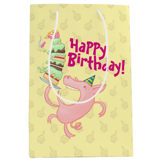 Grappig varken Happy Birthday! Giant Layer Cake Ca Medium Cadeauzakje (Voorkant)