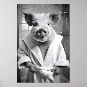 Grappig varken in badjas print quirky badkamer die