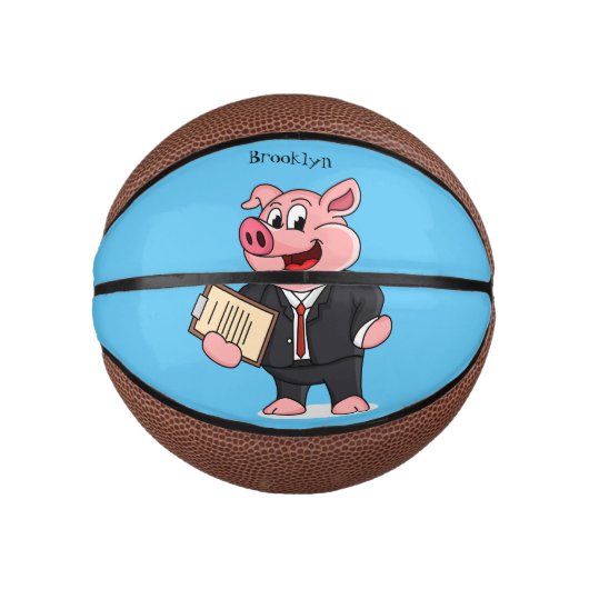 Grappig varken in business suit cartoon basketbal (Voorkant)