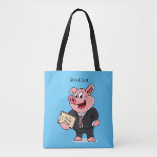 Grappig varken in business suit cartoon draagtas
