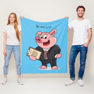 Grappig varken in business suit cartoon fleece deken