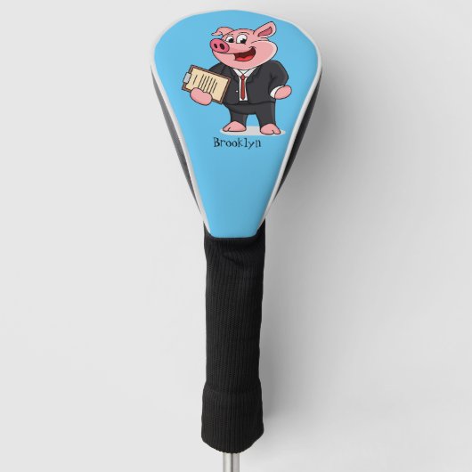 Grappig varken in business suit cartoon golfheadcover (Voorkant)