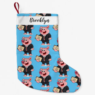Grappig varken in business suit cartoon kleine kerstsok