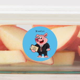 Grappig varken in business suit cartoon labels