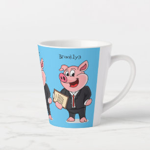Grappig varken in business suit cartoon latte mok
