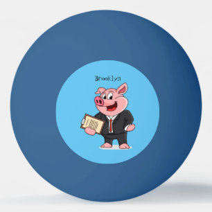 Grappig varken in business suit cartoon pingpongballen