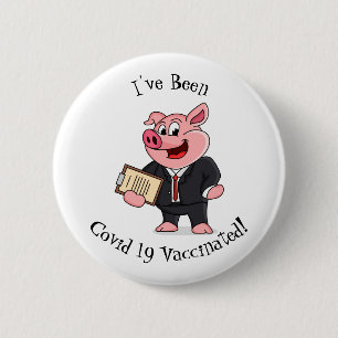 Grappig varken in business suit cartoon ronde button 5,7 cm