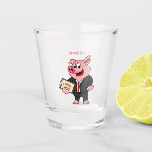 Grappig varken in business suit cartoon shot glas