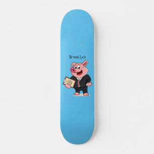 Grappig varken in business suit cartoon skateboard
