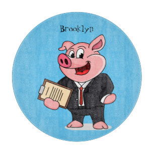 Grappig varken in business suit cartoon snijplank