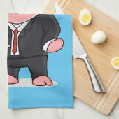 Grappig varken in business suit cartoon theedoek (Quarter Fold)