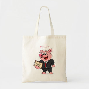 Grappig varken in business suit cartoon tote bag