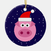 Grappig varken Kerstman cartoon kerstboom ornament (Voorkant)