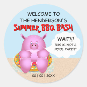 Grappig varken op een praalwagen BBQ zwembad str Ronde Sticker