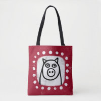 Grappig varken op rode Canvas tas