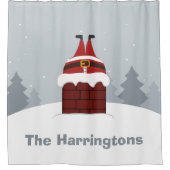 Grappig vast Santa aangepaste naam douchegordijn (Voorkant)