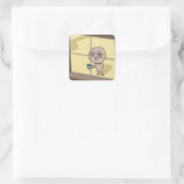 Grappig vent staren uit raam Sticker (Tas)