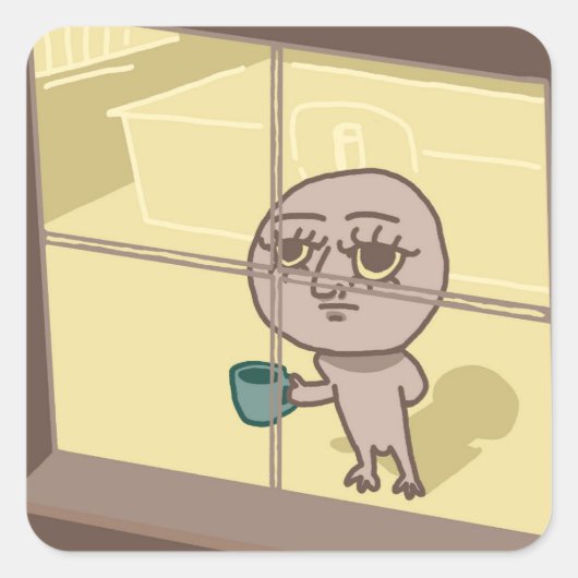 Grappig vent staren uit raam Sticker (Voorkant)