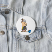 Grappig Verdrietige Bowler Karakter met Bowling Ba Ronde Button 7,6 Cm (In situ)