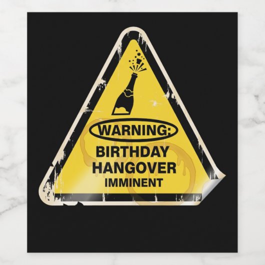 Grappig Verjaardag Hangover Alert Wijn Etiket (Enkel label)