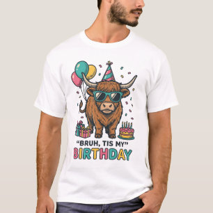 Grappig Verjaardags Highland Koe Party Design_1 T-shirt