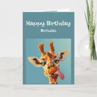 Grappig verjaardagsadvies Giraffe die tong uitstee