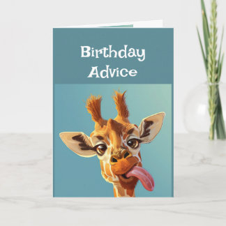 Grappig verjaardagsadvies Giraffe die tong uitstee Kaart