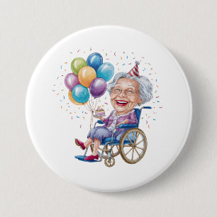 Grappig verjaardagscadeau voor oma voor oudere tan ronde button 7,6 cm