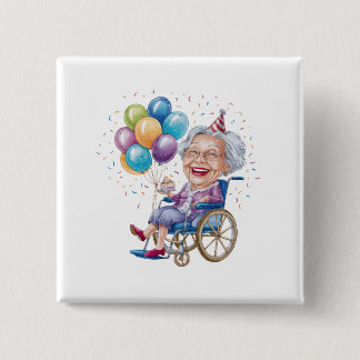 Grappig verjaardagscadeau voor oma voor oudere tan vierkante button 5,1 cm