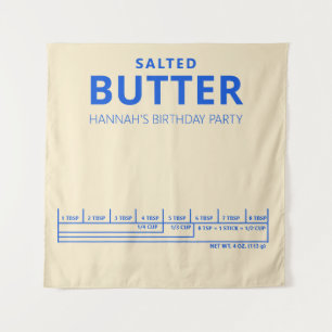 Grappig verjaardagsfeest boter thema wandkleed