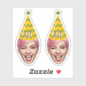 Grappig Verjaardagsgezicht met Party Pet & Custom Sticker (Vel)