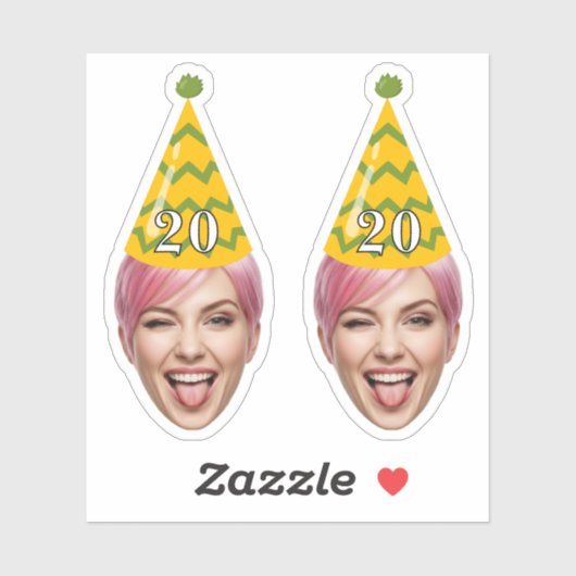 Grappig Verjaardagsgezicht met Party Pet & Custom  Sticker (Vel)