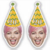 Grappig Verjaardagsgezicht met Party Pet & Custom Sticker (Voorkant)