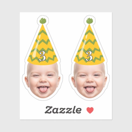 Grappig Verjaardagsgezicht met Party Pet & Custom  Sticker (Vel)