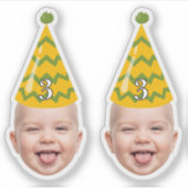 Grappig Verjaardagsgezicht met Party Pet & Custom  Sticker (Voorkant)