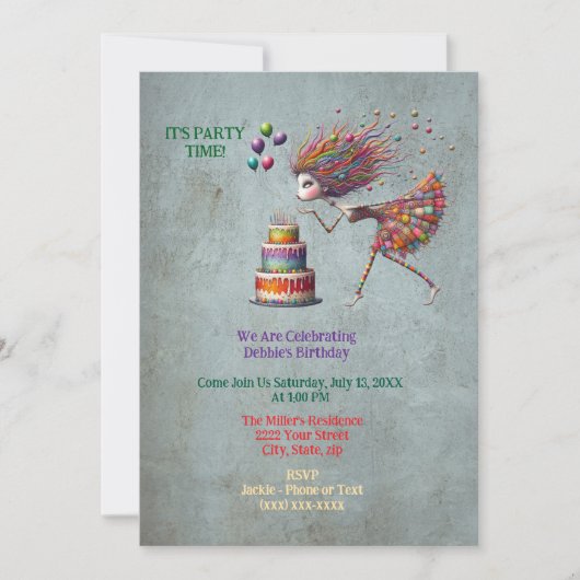 Grappig verjaardagsmeisje dat kaarsen uitblaast kaart (Voorkant)