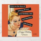  grappig verjaardagsvrouw die kaarsen uitblaast bier etiket (Enkel label)