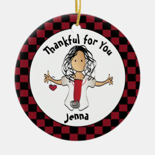 Grappig Verpleegster Cartoon Etnische Vakantie Bud Keramisch Ornament