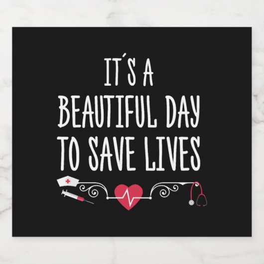 Grappig verpleegster Save Lives Sparkling Wijnetiket (Enkel label)