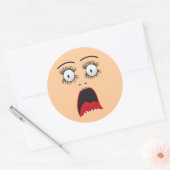 Grappig Verrast Dame Gezicht Ronde Sticker (Envelop)