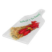 Grappig verrast, nieuwsgierig, roosterend bestuur snijplank (Hoek)