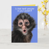 Grappig verraste Monkey Hand Sanitizer Greeting Kaart (Gele Bloem)
