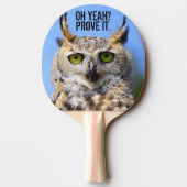 Grappig verraste mooie, mooie, gehoornde oep tafeltennisbatje (Achterkant)