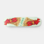 Grappig verraste nieuwsgierige Rooster. - Fun Skateboard (Horizontaal)