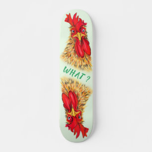 Grappig verraste nieuwsgierige Rooster. - Fun Skateboard