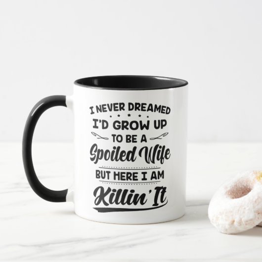 Grappig verwend vrouw mok (Met donut)